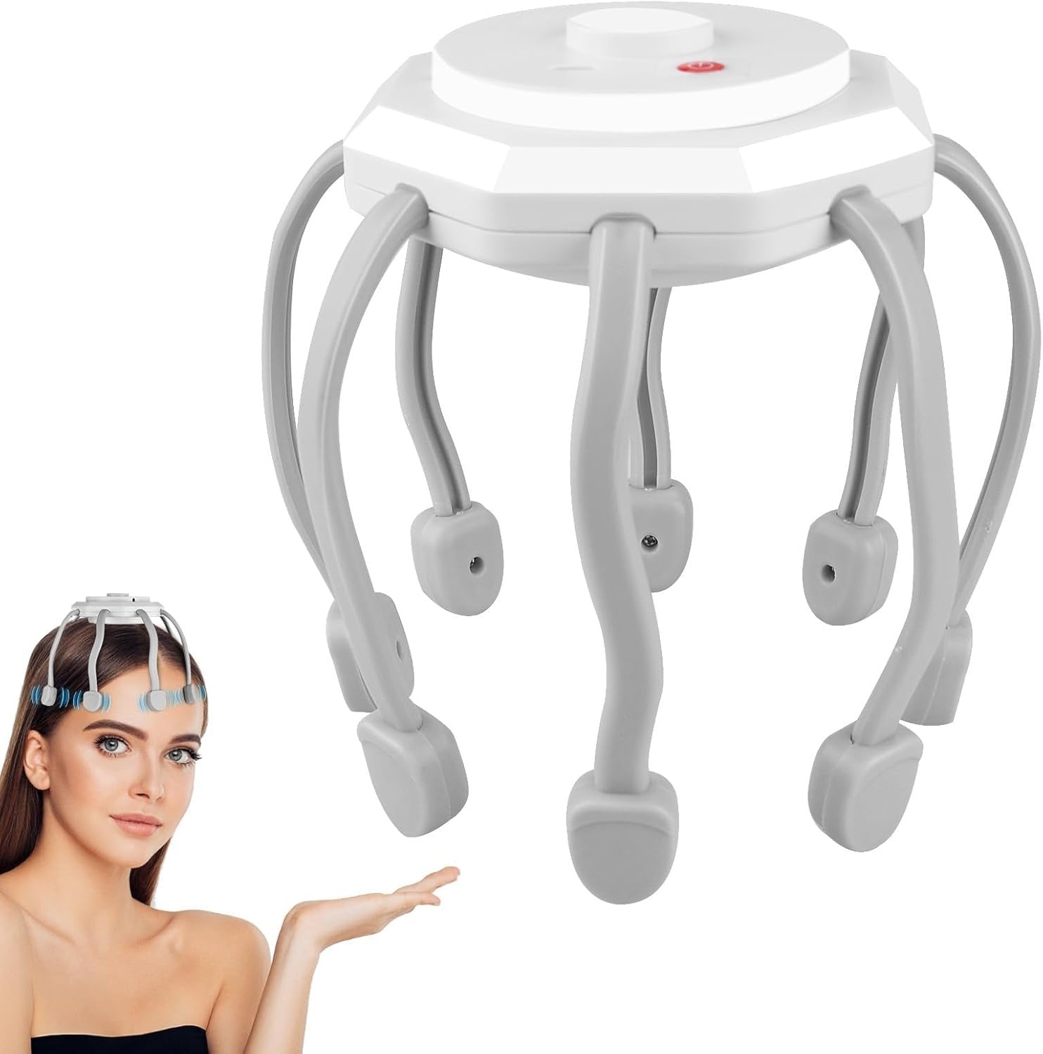 Hair Scalp Massager with 8 Vibrating Contacts – Stress Relief & Relaxation