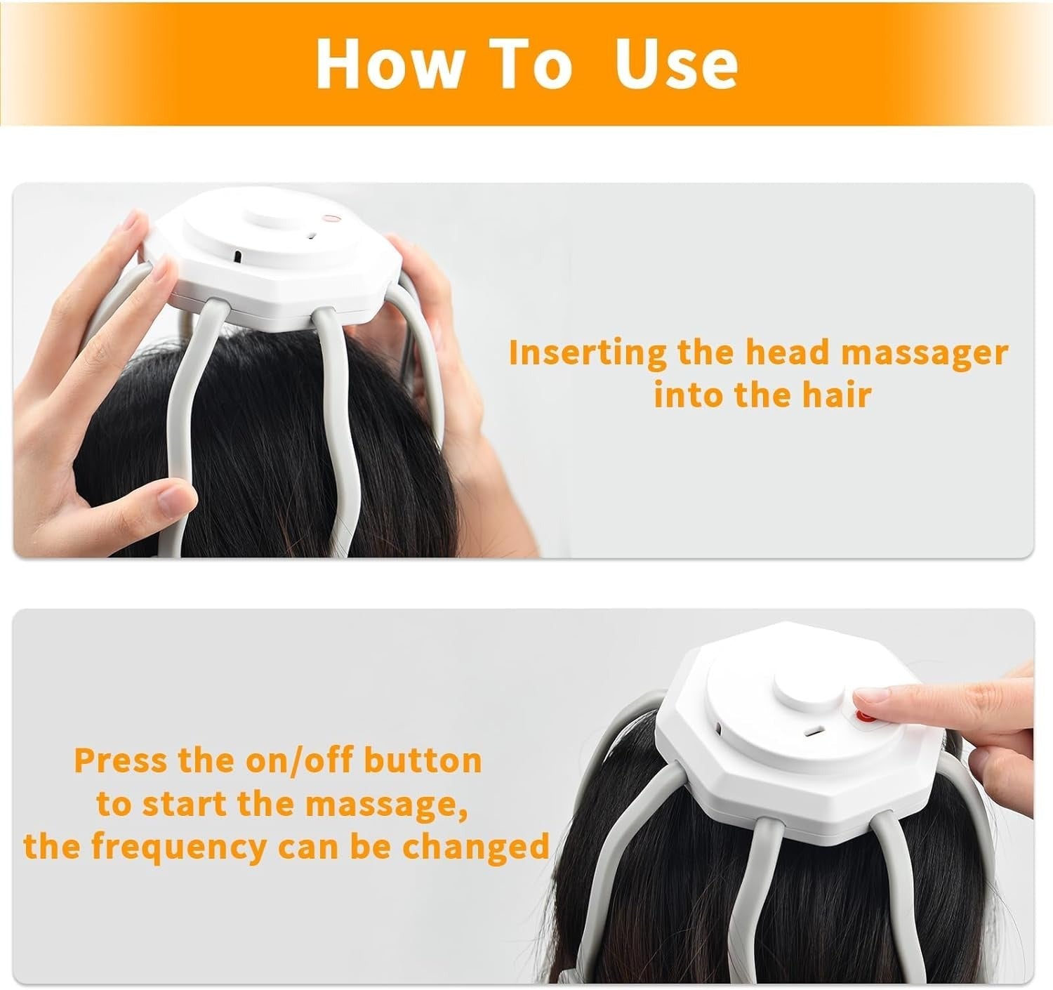 Hair Scalp Massager with 8 Vibrating Contacts – Stress Relief & Relaxation