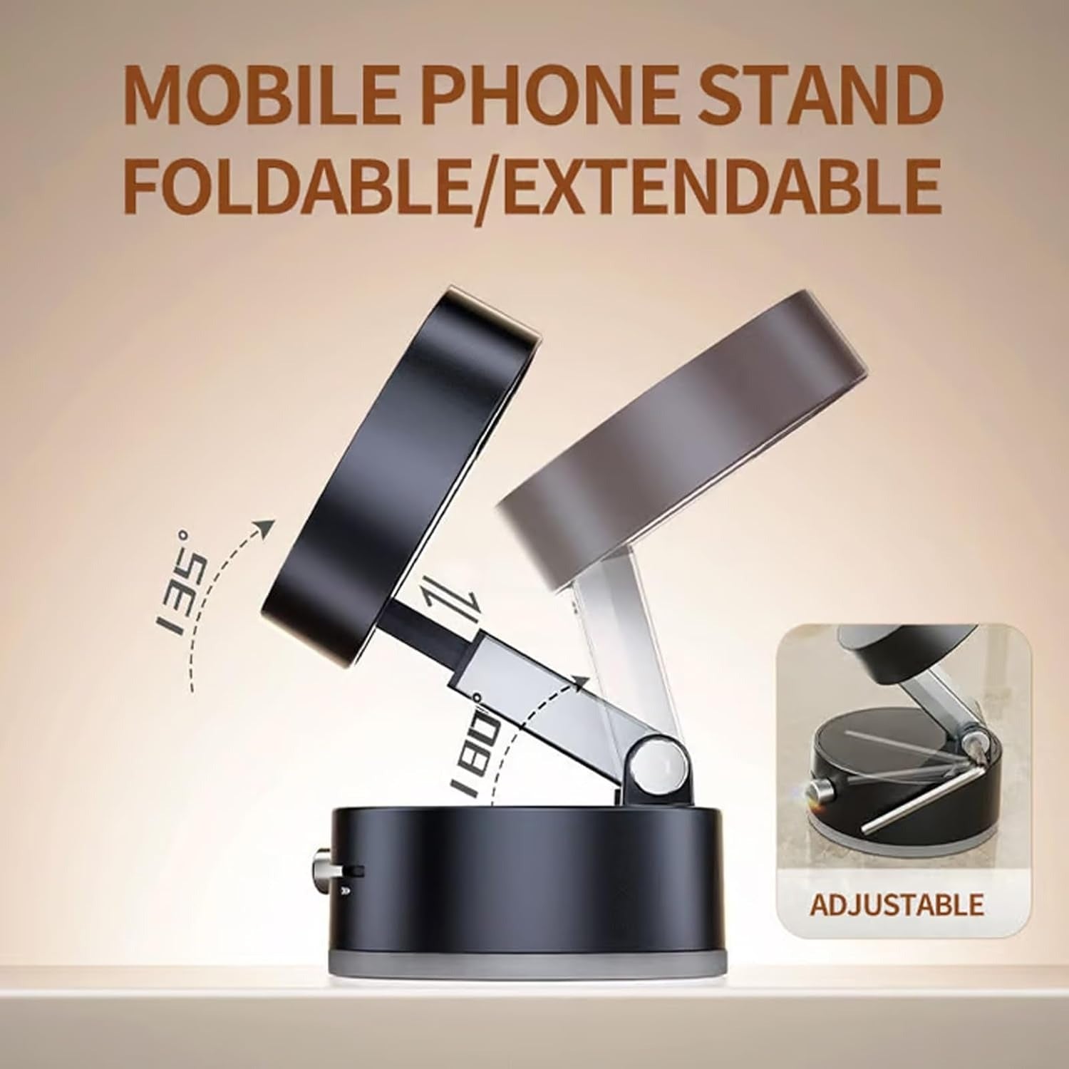 Foldable Vacuum Magnetic Car Phone Holder – 360° Rotatable