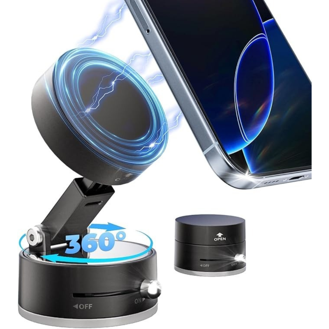 Foldable Vacuum Magnetic Car Phone Holder – 360° Rotatable