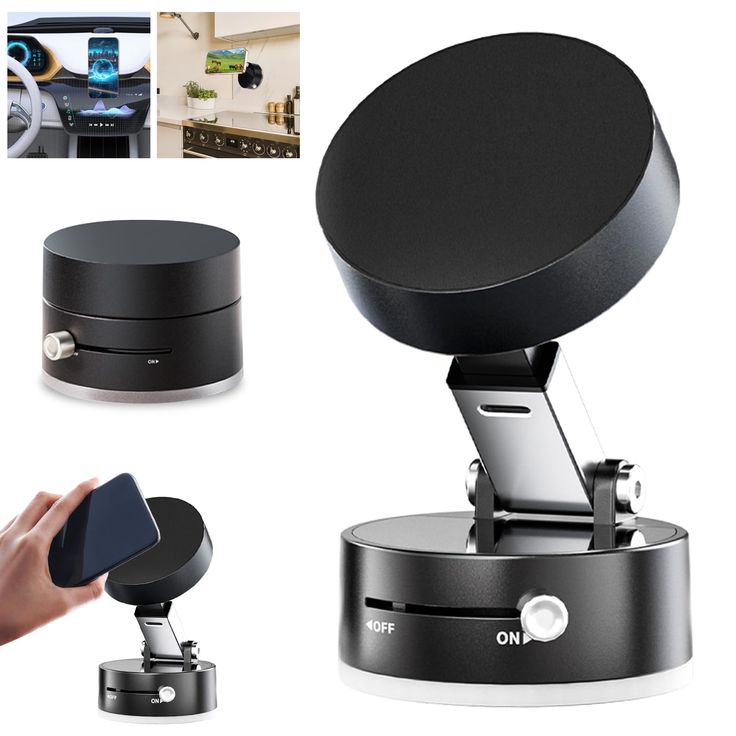 Foldable Vacuum Magnetic Car Phone Holder – 360° Rotatable