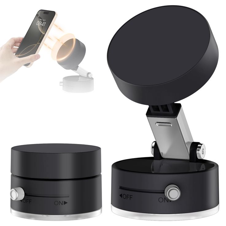 Foldable Vacuum Magnetic Car Phone Holder – 360° Rotatable