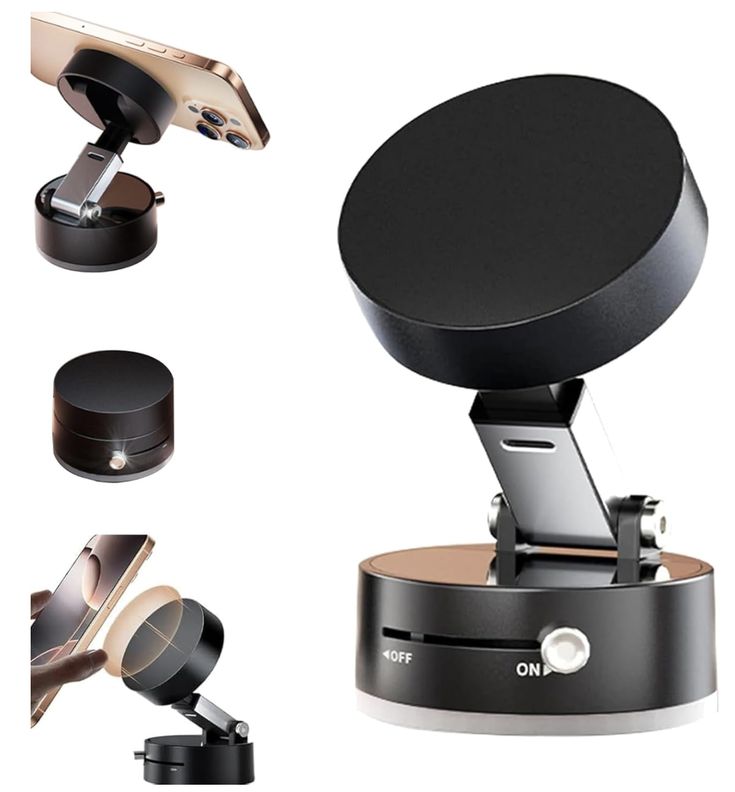 Foldable Vacuum Magnetic Car Phone Holder – 360° Rotatable