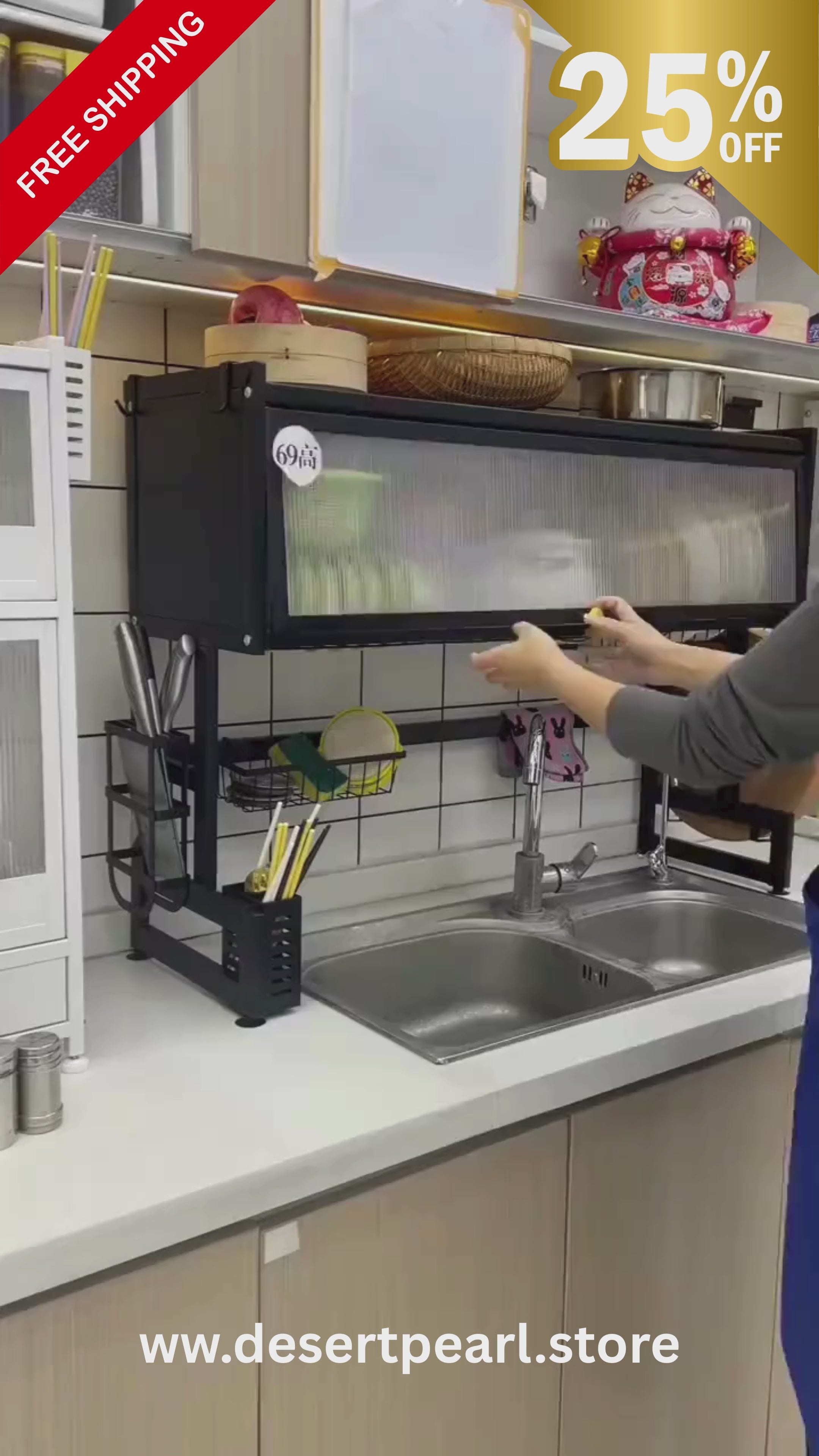 Kitchen Sink Shelf with Cabinet Door